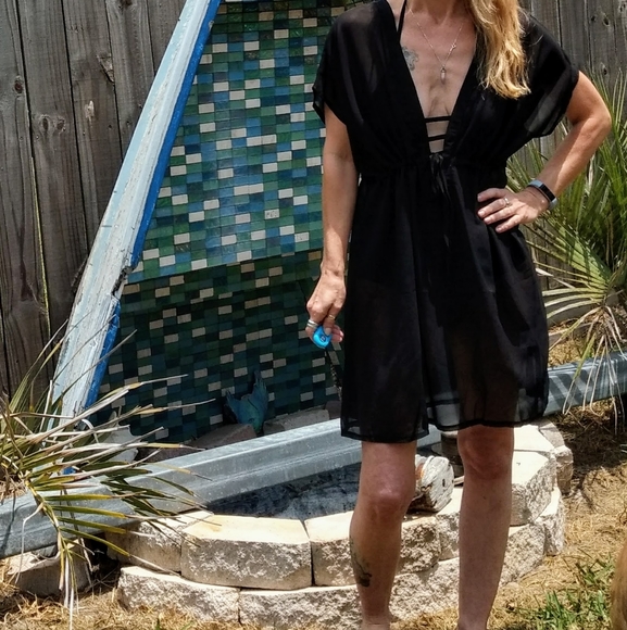 Other - Sheer chiffon black swimsuit cover-up